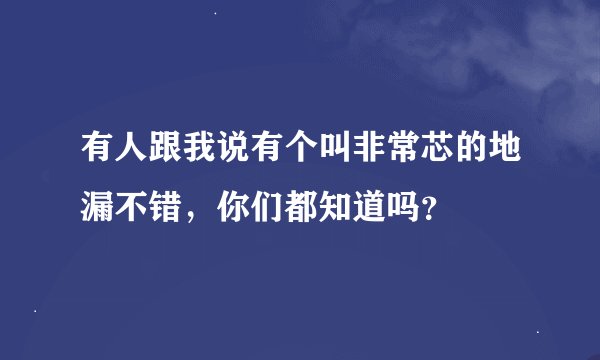 有人跟我说有个叫非常芯的地漏不错，你们都知道吗？
