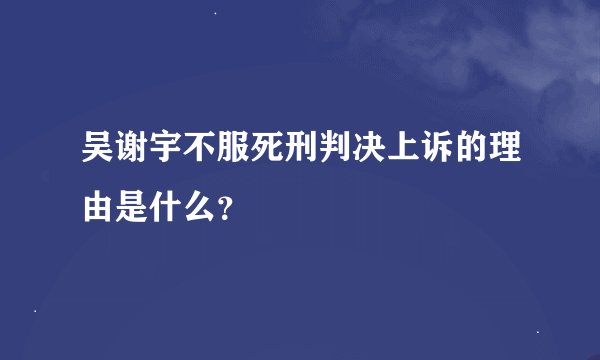 吴谢宇不服死刑判决上诉的理由是什么？