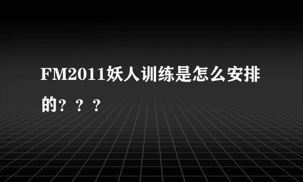 FM2011妖人训练是怎么安排的？？？