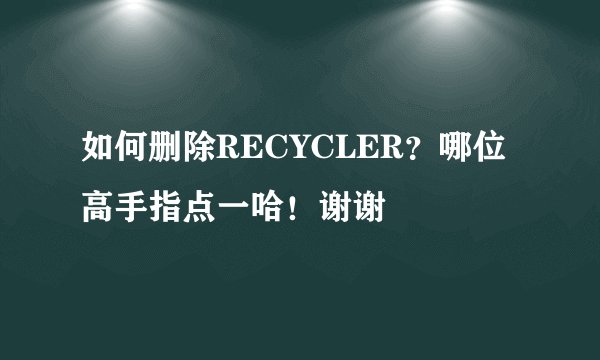 如何删除RECYCLER？哪位高手指点一哈！谢谢