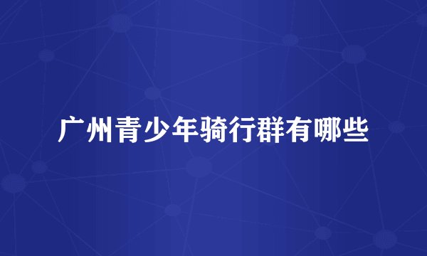广州青少年骑行群有哪些