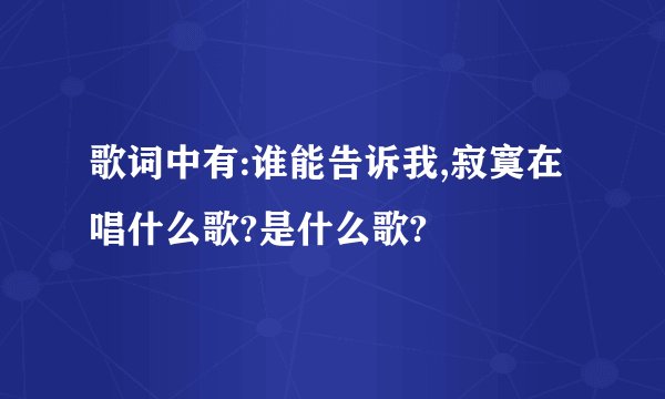 歌词中有:谁能告诉我,寂寞在唱什么歌?是什么歌?