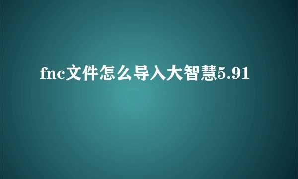 fnc文件怎么导入大智慧5.91