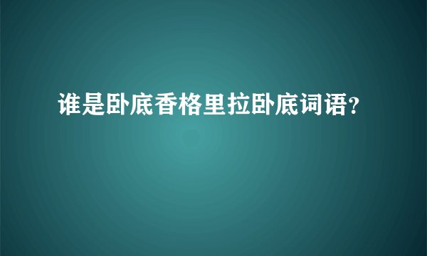 谁是卧底香格里拉卧底词语？