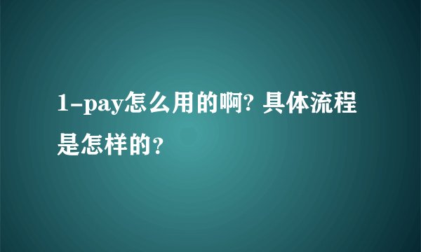 1-pay怎么用的啊? 具体流程是怎样的？