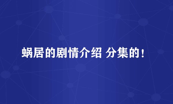 蜗居的剧情介绍 分集的！