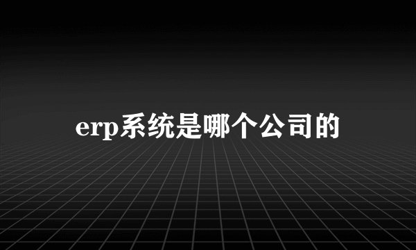 erp系统是哪个公司的