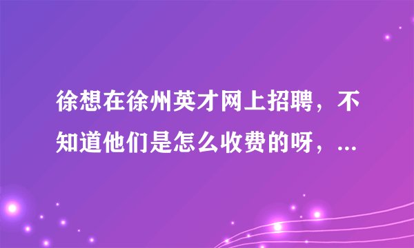 徐想在徐州英才网上招聘，不知道他们是怎么收费的呀，还有哪个网站便宜应聘效果更好的呀？