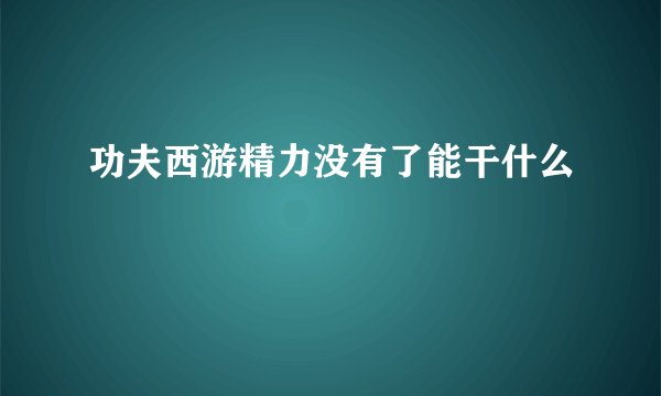 功夫西游精力没有了能干什么