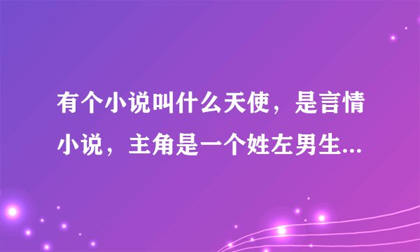 有个小说叫什么天使，是言情小说，主角是一个姓左男生还有一个女生，最后女生和一个进了监狱的男生了，