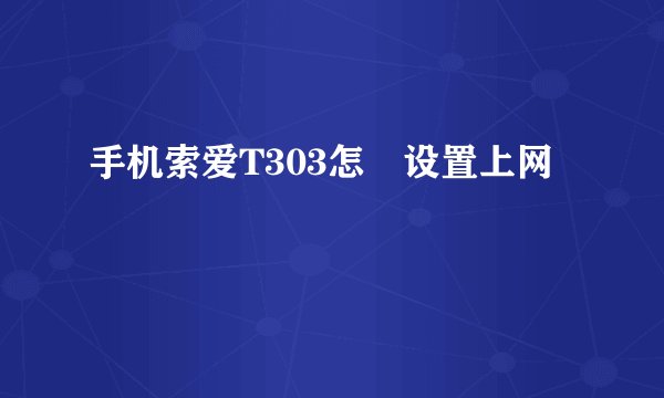 手机索爱T303怎麼设置上网