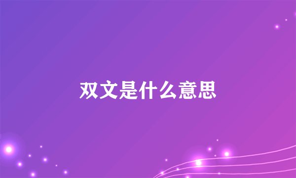 双文是什么意思