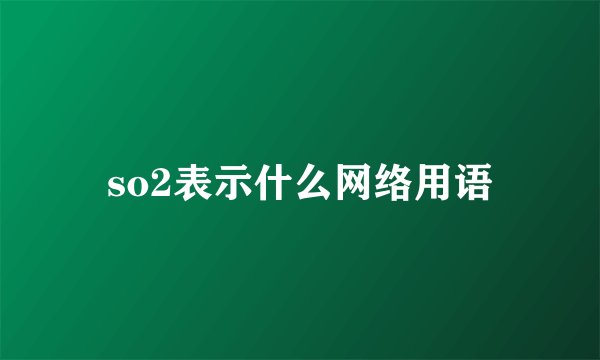 so2表示什么网络用语