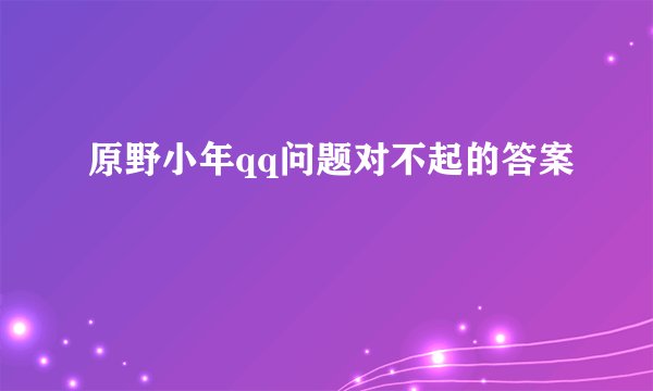原野小年qq问题对不起的答案