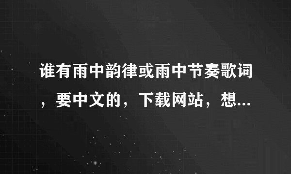谁有雨中韵律或雨中节奏歌词，要中文的，下载网站，想下载在手机上，