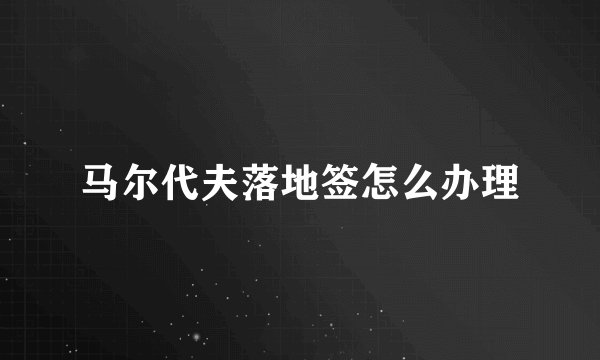 马尔代夫落地签怎么办理