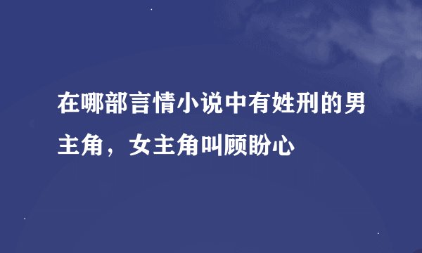 在哪部言情小说中有姓刑的男主角，女主角叫顾盼心
