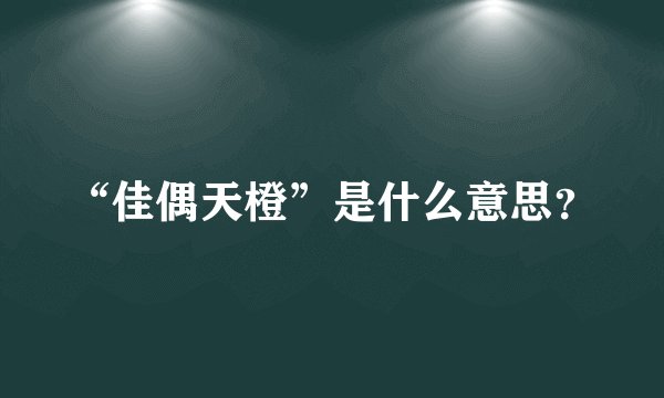 “佳偶天橙”是什么意思？