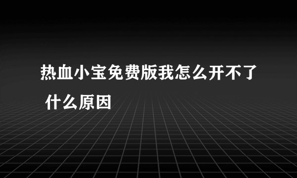 热血小宝免费版我怎么开不了 什么原因