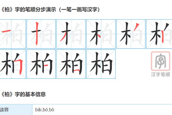 柏的笔画顺序