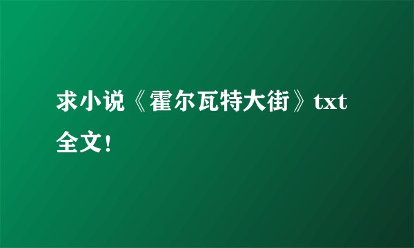 求小说《霍尔瓦特大街》txt全文！