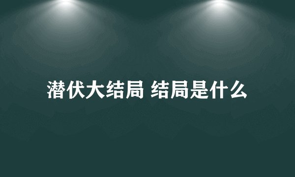 潜伏大结局 结局是什么