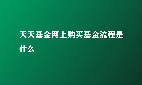 天天基金网上购买基金流程是什么