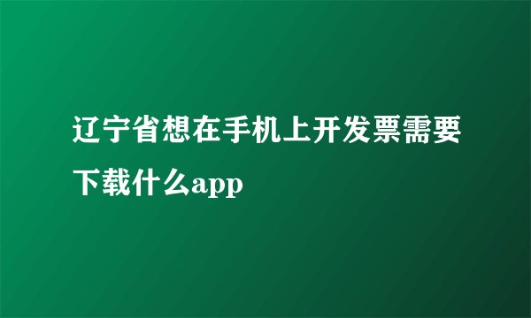 辽宁省想在手机上开发票需要下载什么app