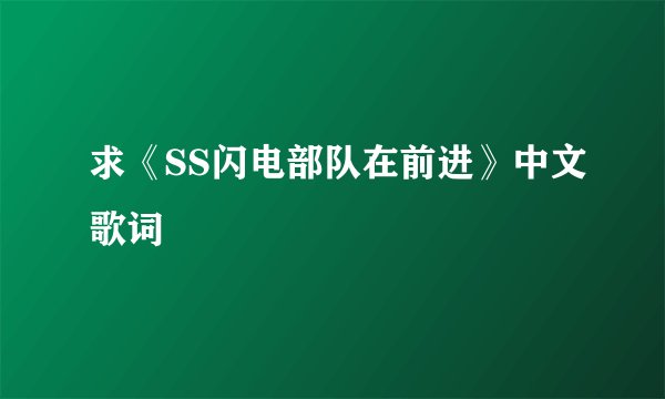 求《SS闪电部队在前进》中文歌词