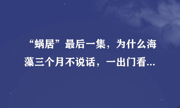 “蜗居”最后一集，为什么海藻三个月不说话，一出门看到雨想的是小贝。为什么阿。
