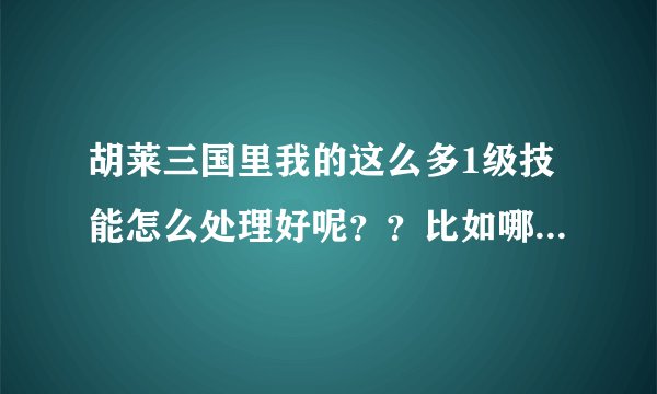 胡莱三国里我的这么多1级技能怎么处理好呢？？比如哪些技能可以合成2级技能啊？