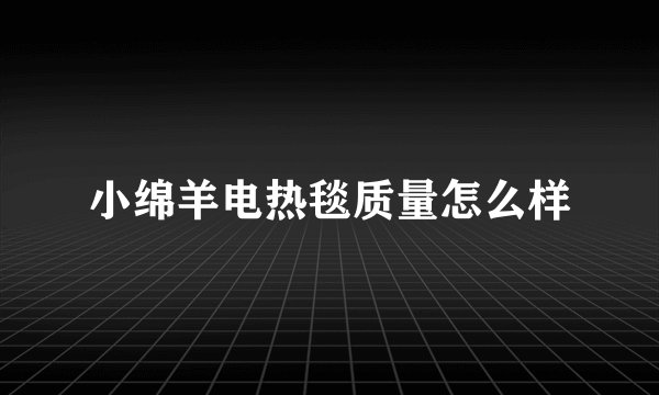 小绵羊电热毯质量怎么样