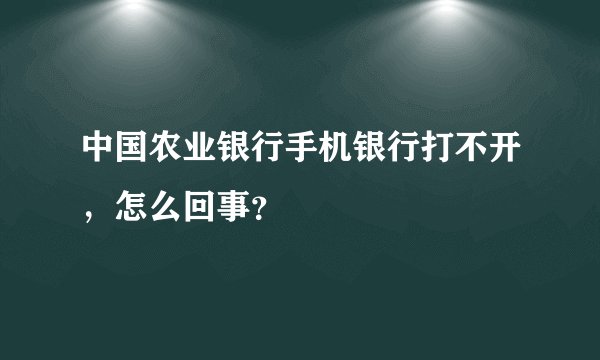 中国农业银行手机银行打不开，怎么回事？