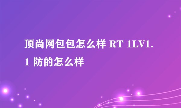 顶尚网包包怎么样 RT 1LV1.1 防的怎么样
