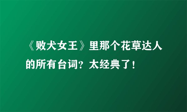 《败犬女王》里那个花草达人的所有台词？太经典了！