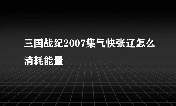 三国战纪2007集气快张辽怎么消耗能量