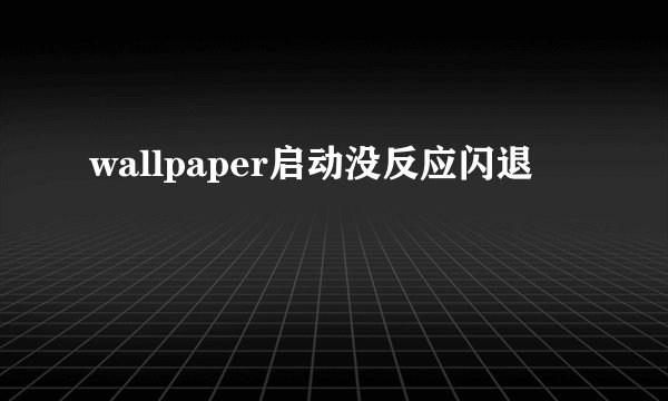 wallpaper启动没反应闪退