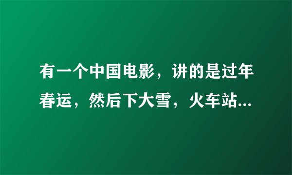 有一个中国电影，讲的是过年春运，然后下大雪，火车站里好多人，然后火车晚点，都挤在车站里，这个电影叫