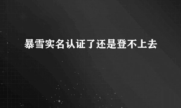 暴雪实名认证了还是登不上去
