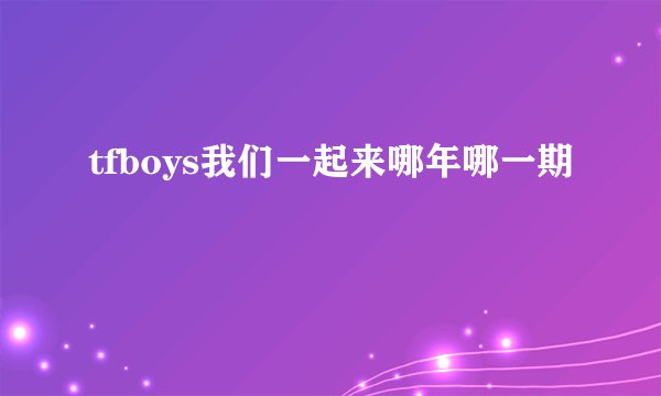tfboys我们一起来哪年哪一期