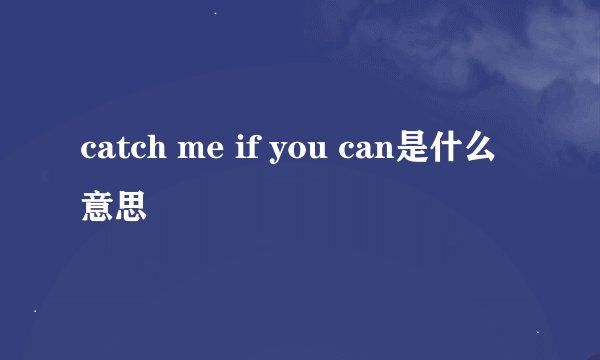 catch me if you can是什么意思
