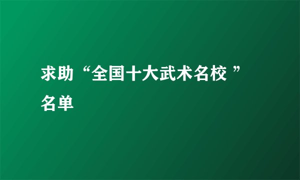 求助“全国十大武术名校 ”名单