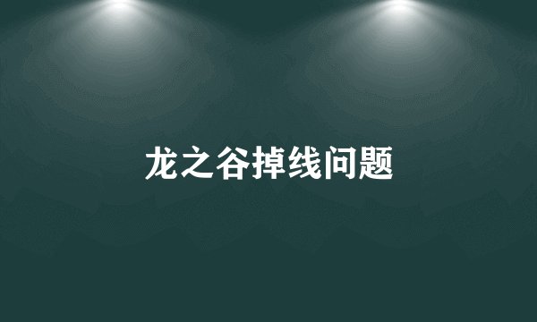 龙之谷掉线问题