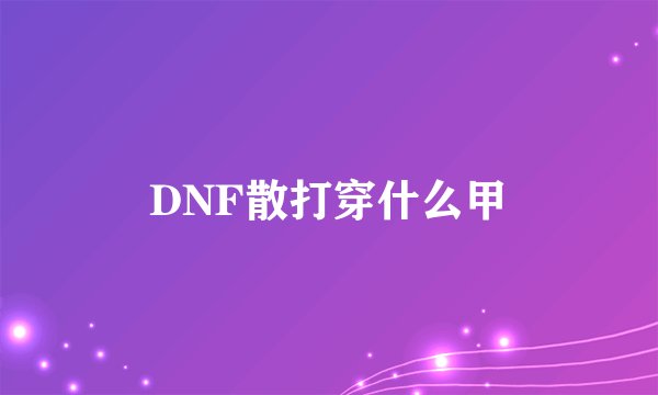 DNF散打穿什么甲