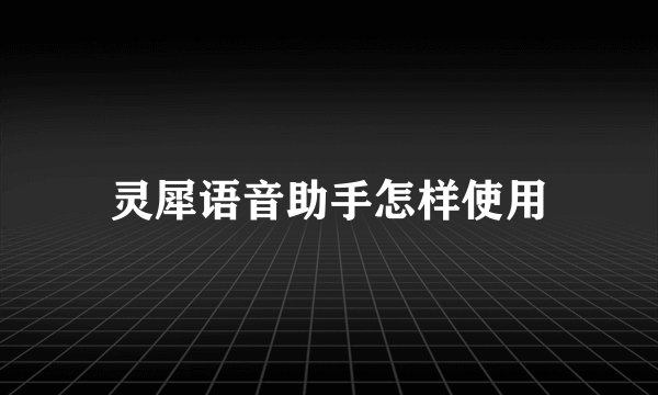 灵犀语音助手怎样使用