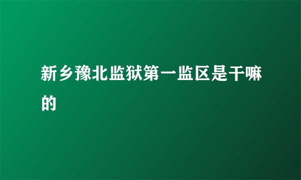 新乡豫北监狱第一监区是干嘛的