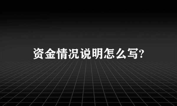 资金情况说明怎么写?