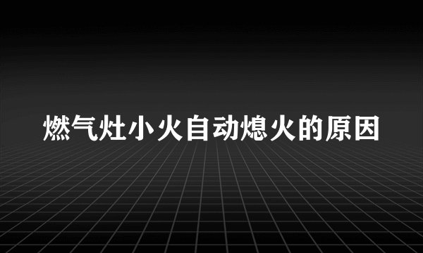 燃气灶小火自动熄火的原因