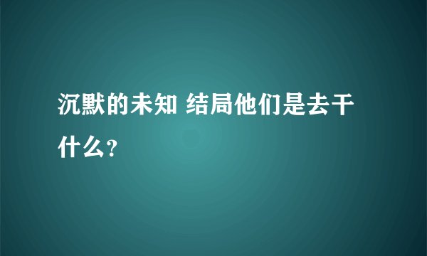沉默的未知 结局他们是去干什么？