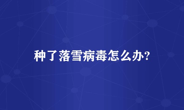 种了落雪病毒怎么办?
